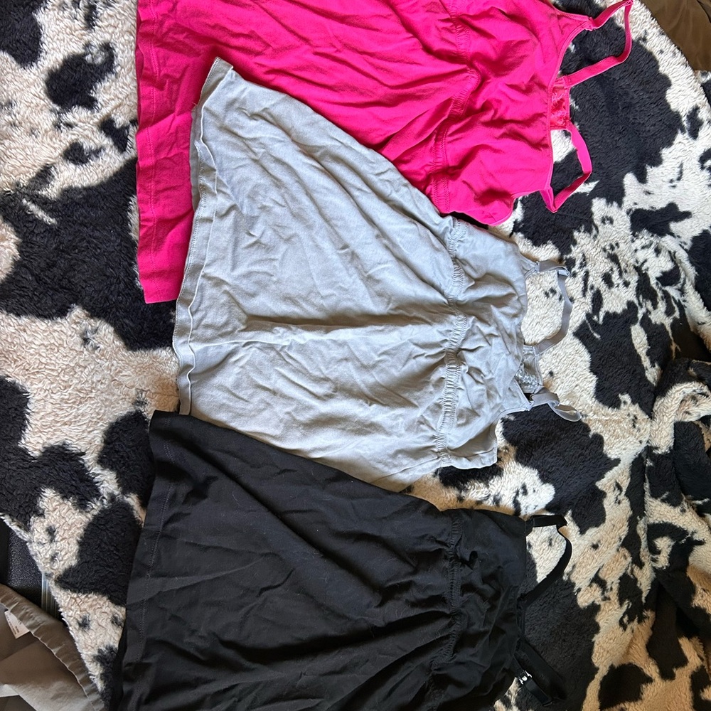 Set of Three Tank Tops - Pink, Gray, and Black